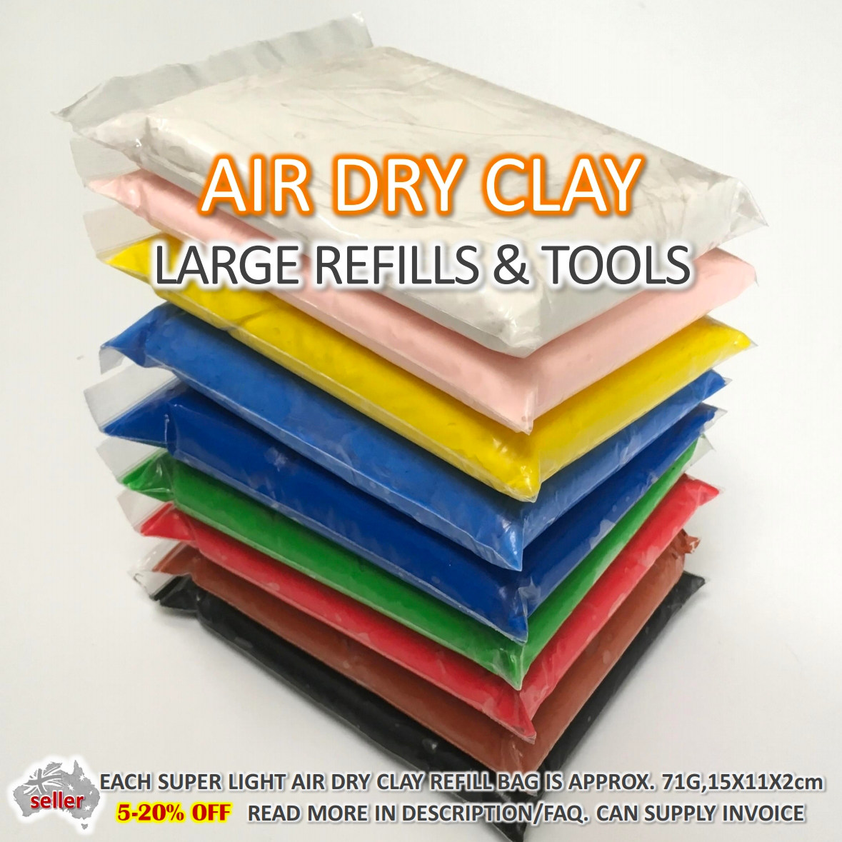 36 Colour Set AIR DRY CLAY DIY Craft Gift, Soft Clay Super Light Modeling  AUSSIE