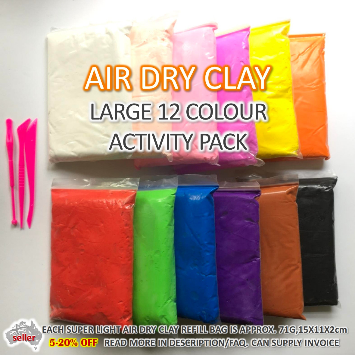 AIR DRY CLAY 12 Colour Pack DIY Craft Gift Soft Clay Super Light Modeling  AUSSIE